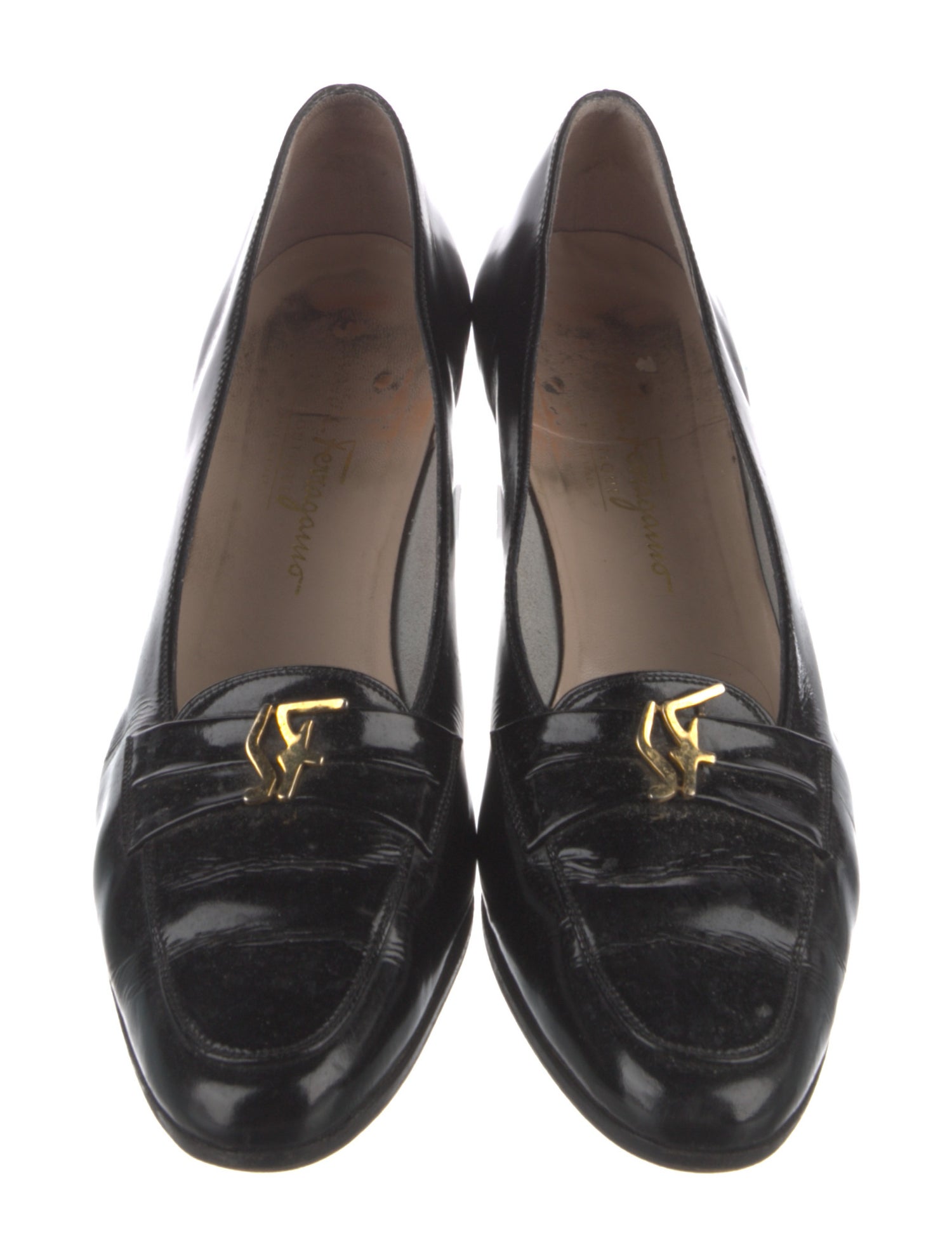 Salvatore Ferragamo Patent Leather Bow Accents Pumps